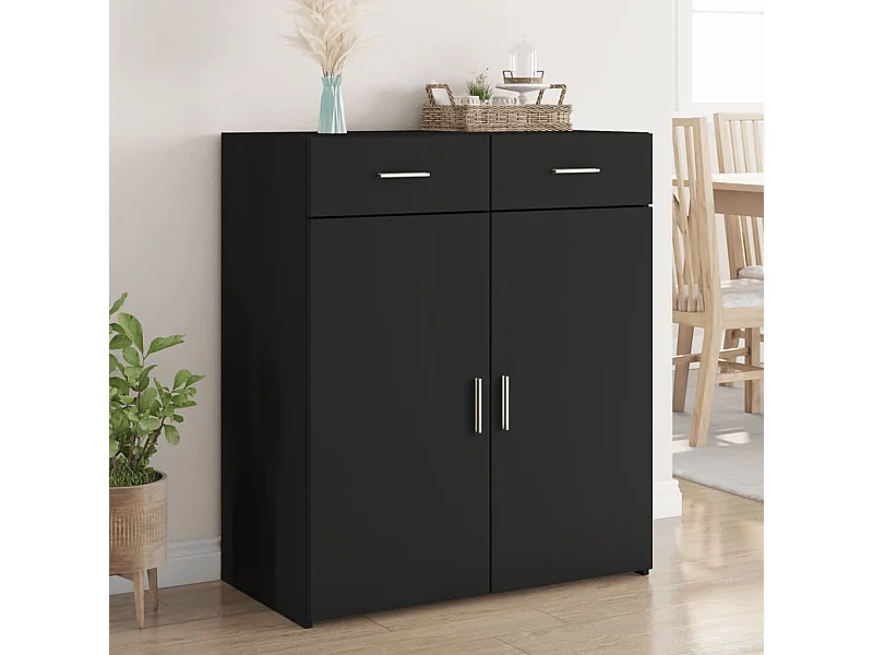 Buffet noir 80x42,5x93 cm bois d'ingénierie