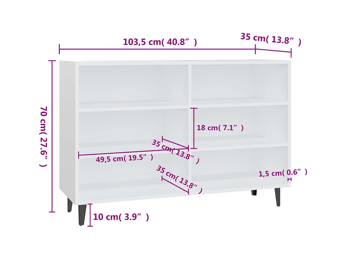 Buffet blanc 103,5x35x70 cm bois d'ingénierie