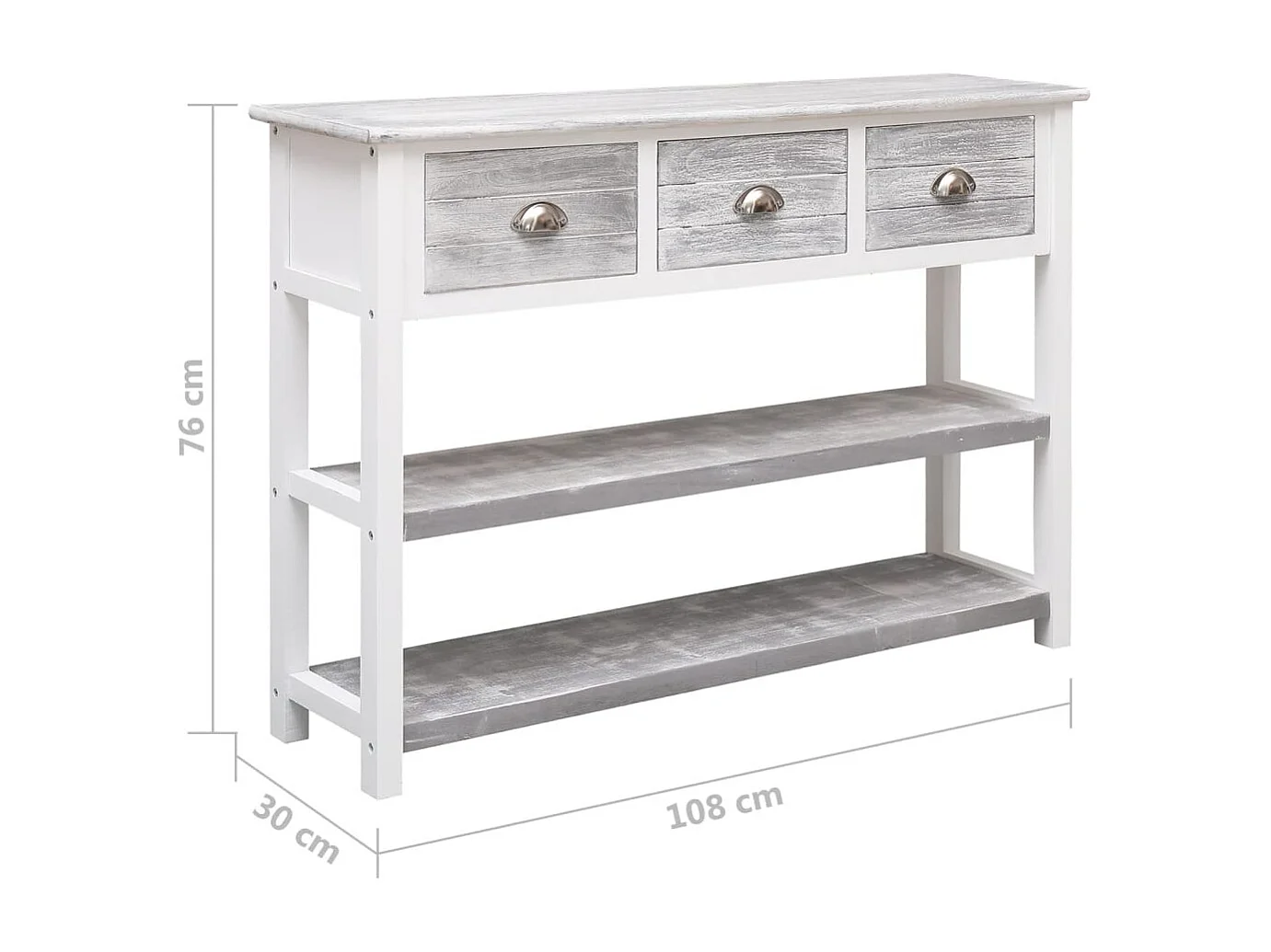 Buffet Gris antique 108x30x76 cm Bois de Paulownia massif