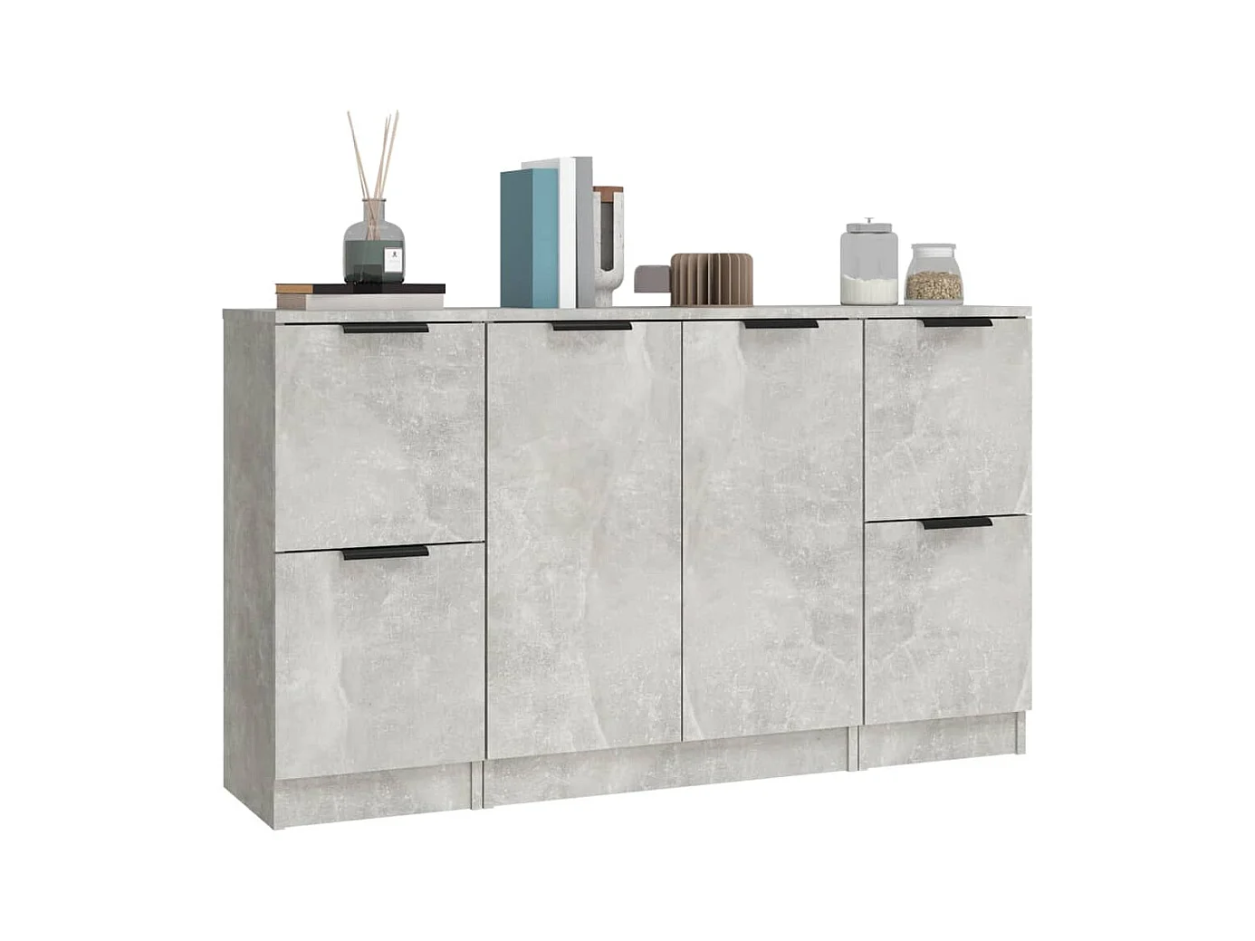 Buffets 3 pcs gris béton bois d'ingénierie