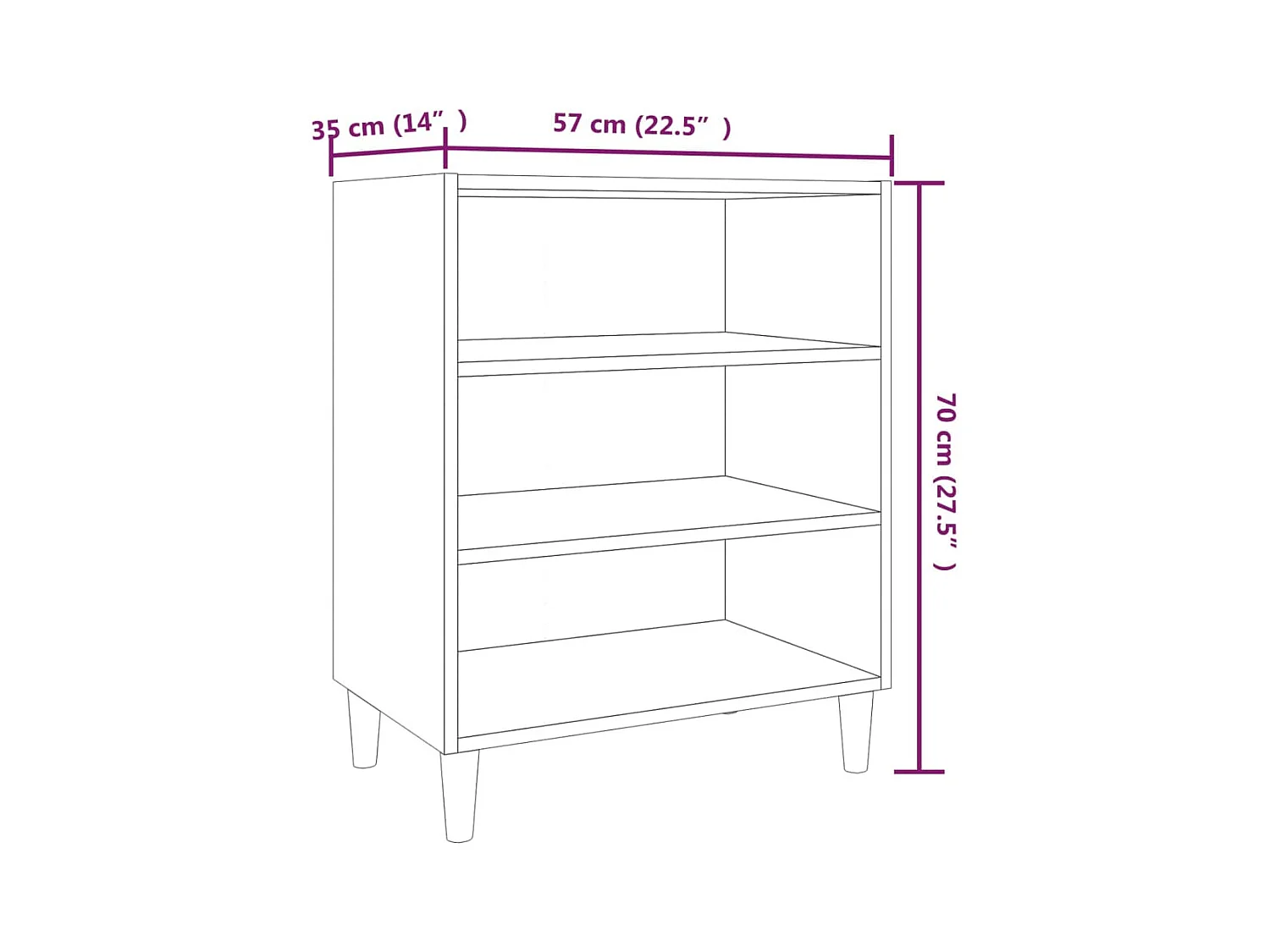Buffet sonoma gris 57x35x70 cm bois d'ingénierie