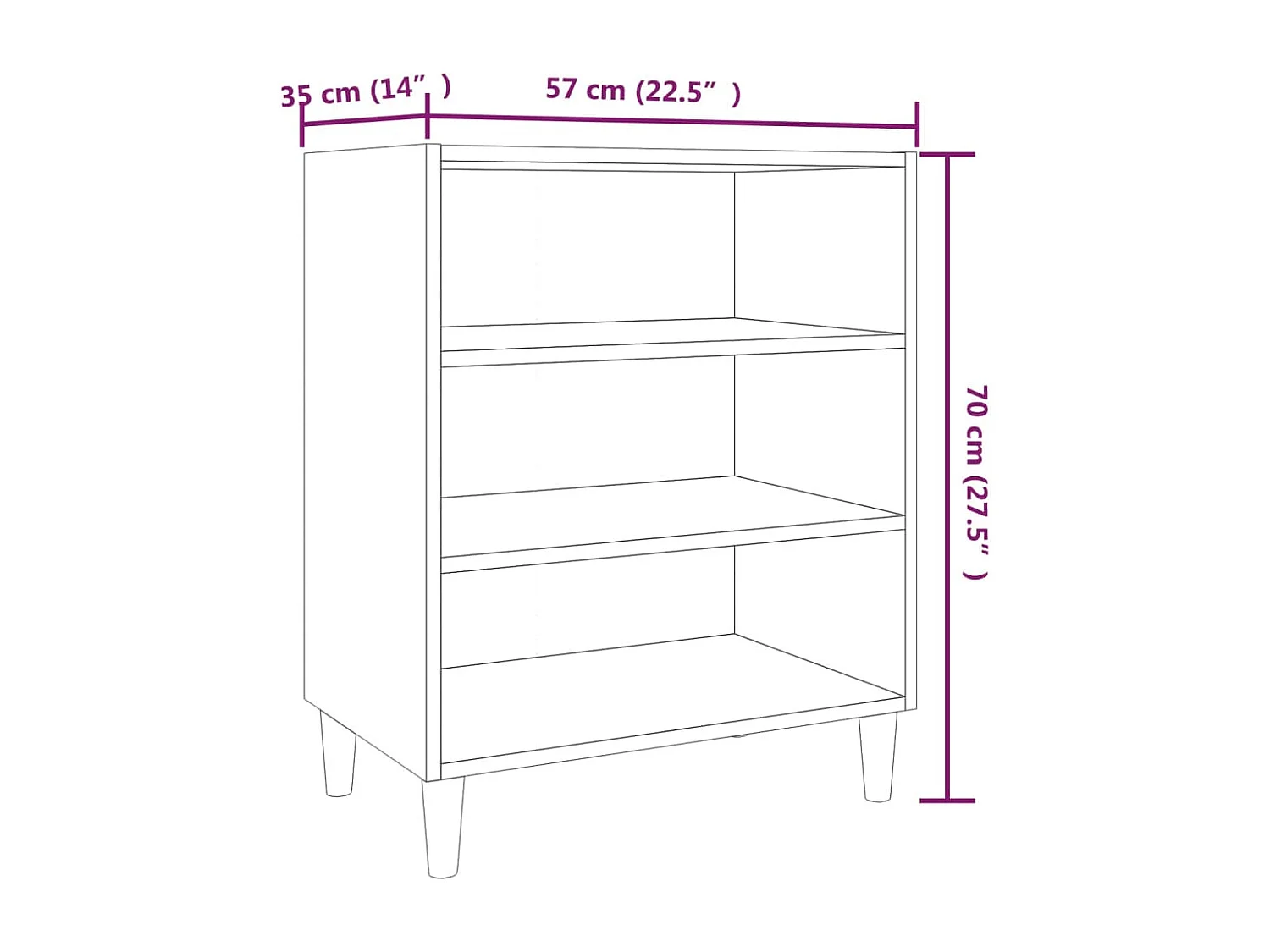 Buffet sonoma gris 57x35x70 cm bois d'ingénierie