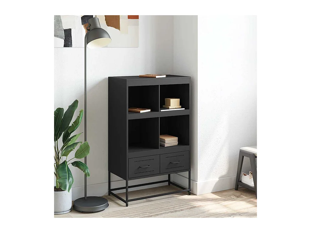 Buffet haut noir 68x39x111,5 cm acier