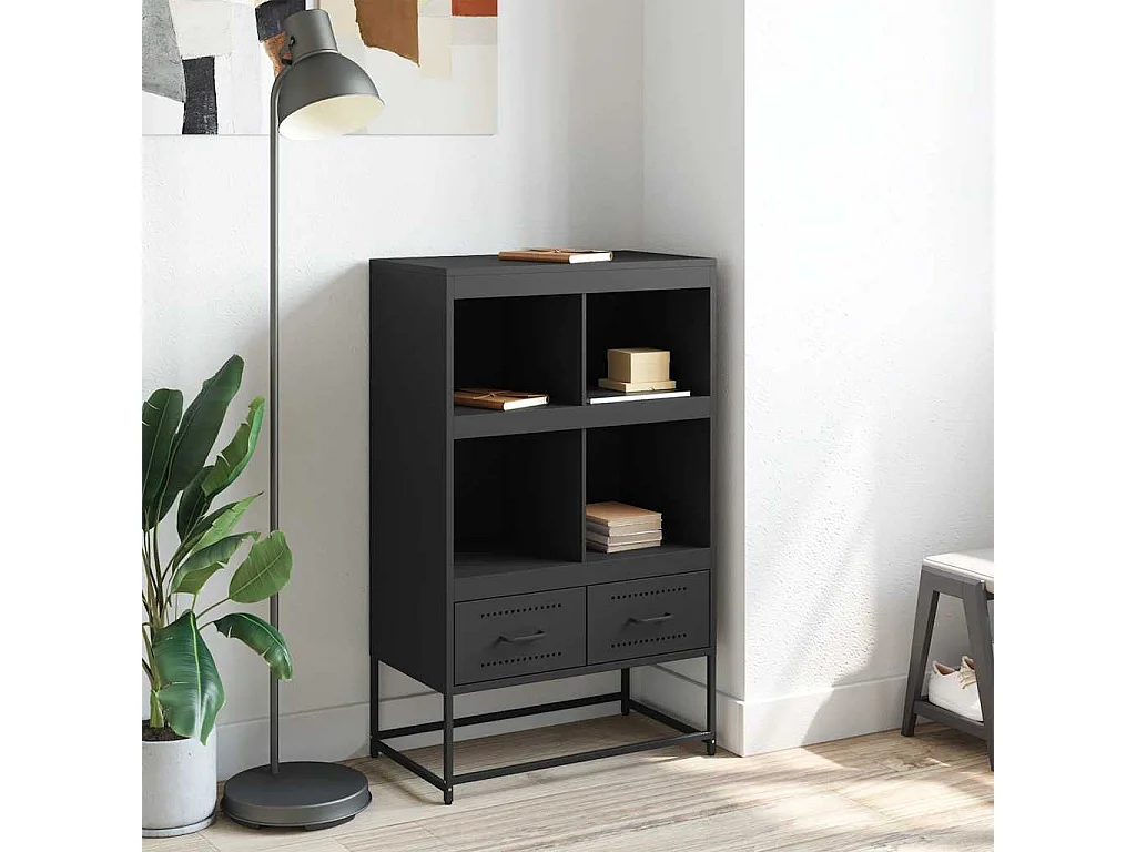 Buffet haut noir 68x39x111,5 cm acier