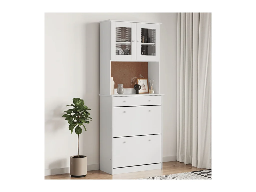 Buffet ALTA blanc 77x35x188 cm bois massif de pin