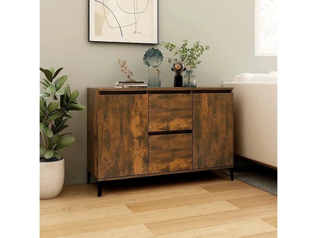 Buffet Chêne fumé 104x35x70 cm Bois d'ingénierie