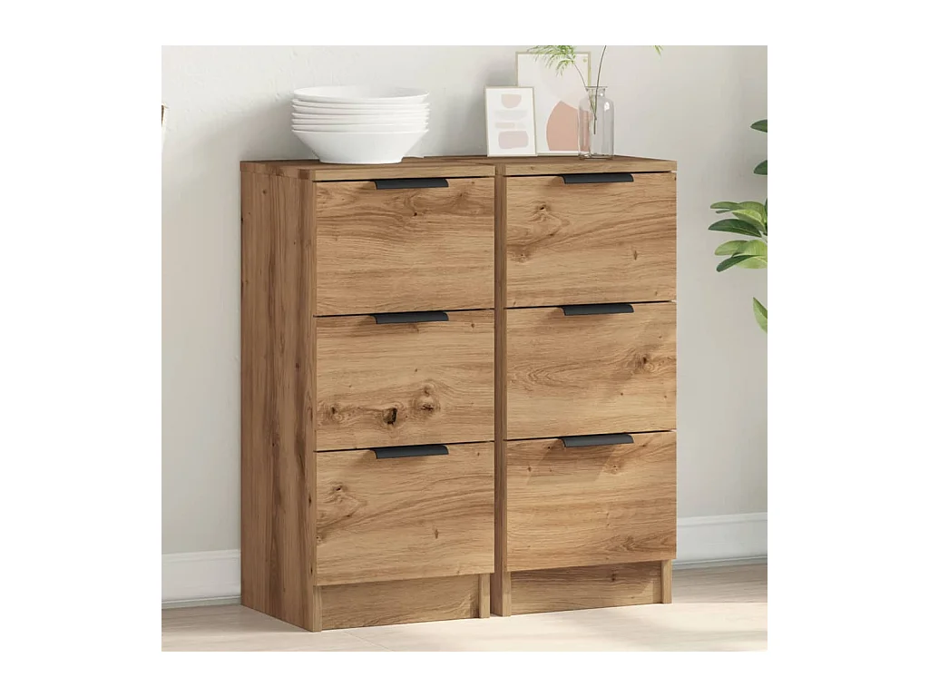 Buffets 2 pcs chêne artisanal 30x30x70 cm bois d'ingénierie