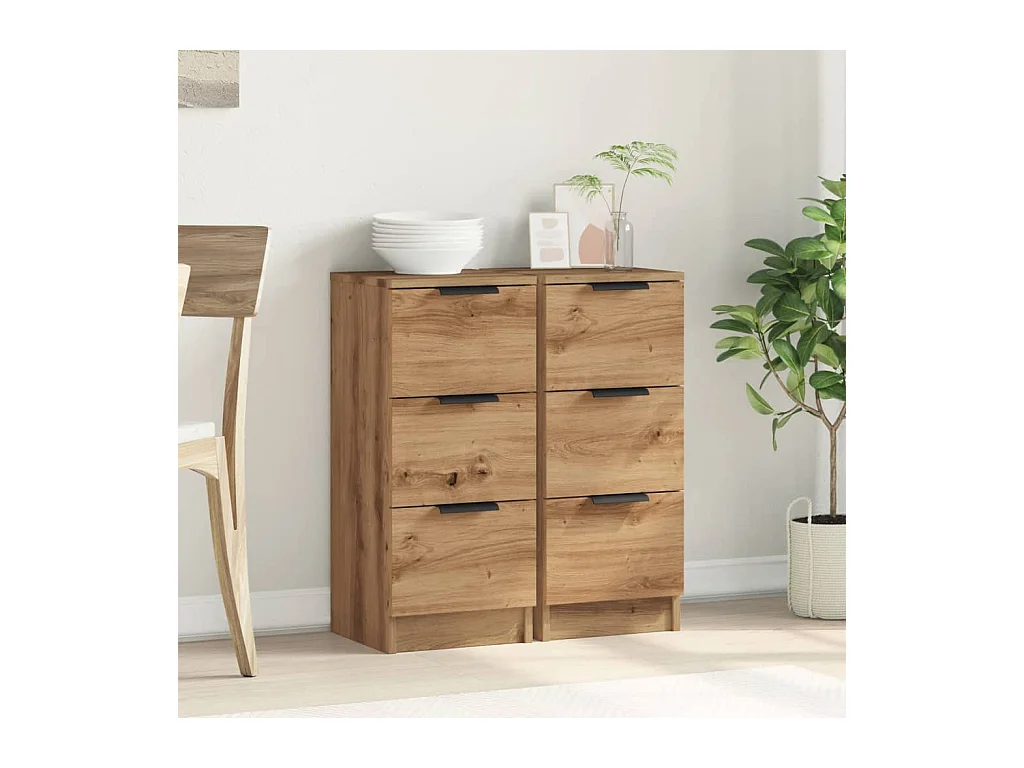 Buffets 2 pcs chêne artisanal 30x30x70 cm bois d'ingénierie