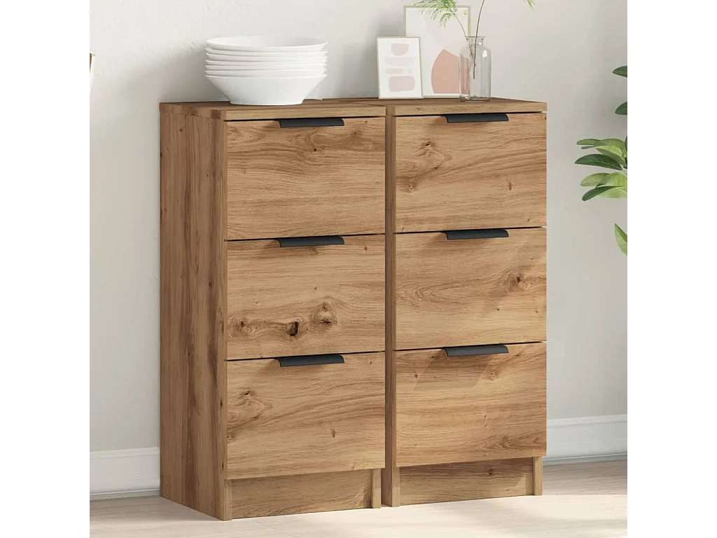 Buffets 2 pcs chêne artisanal 30x30x70 cm bois d'ingénierie