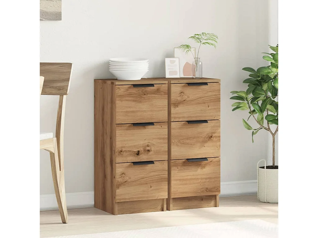 Buffets 2 pcs chêne artisanal 30x30x70 cm bois d'ingénierie