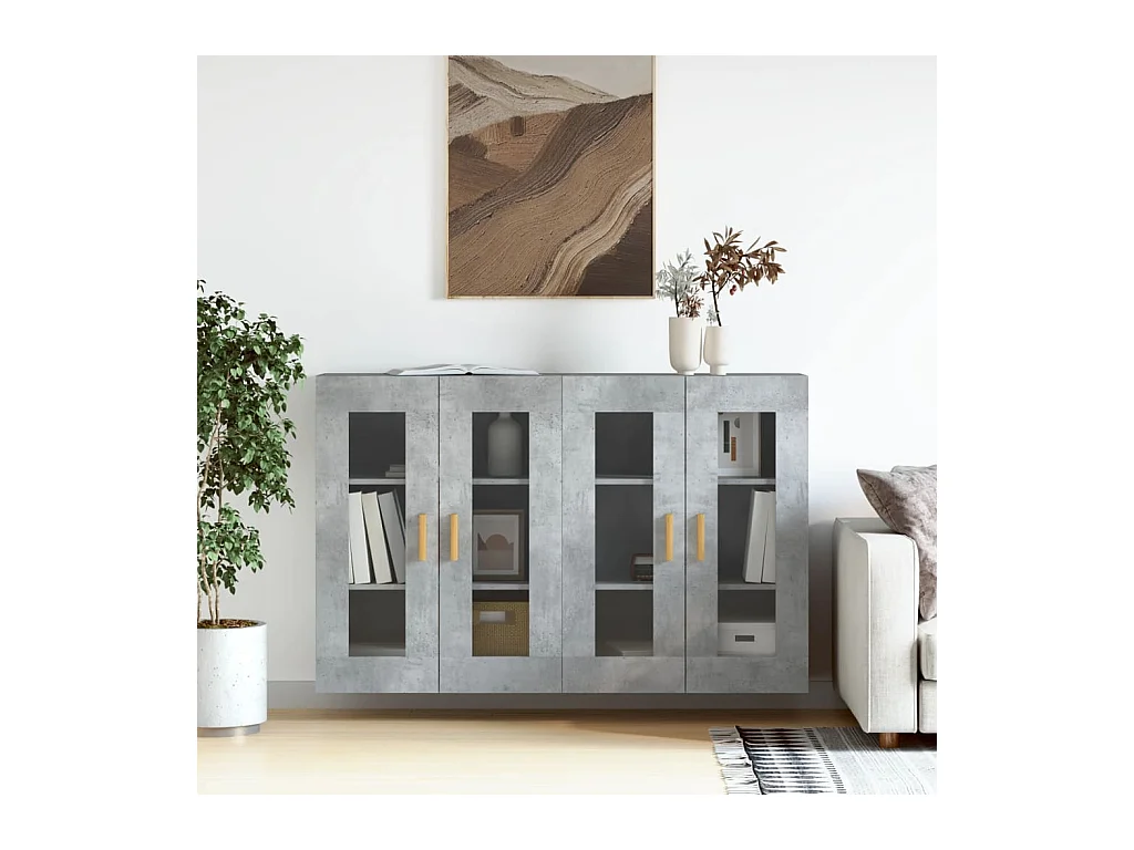 Pensili a 2 pezzi, grigio cemento, legno ingegnerizzato