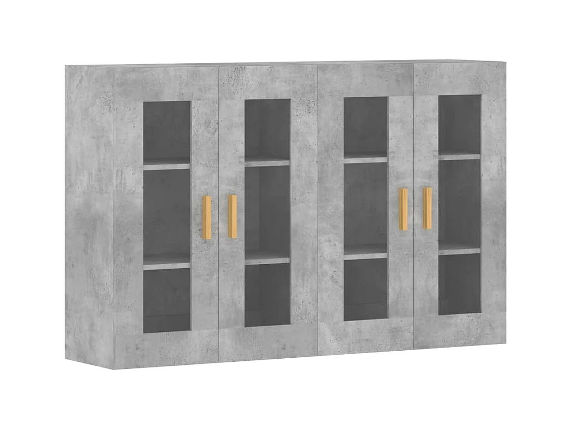 Pensili a 2 pezzi, grigio cemento, legno ingegnerizzato