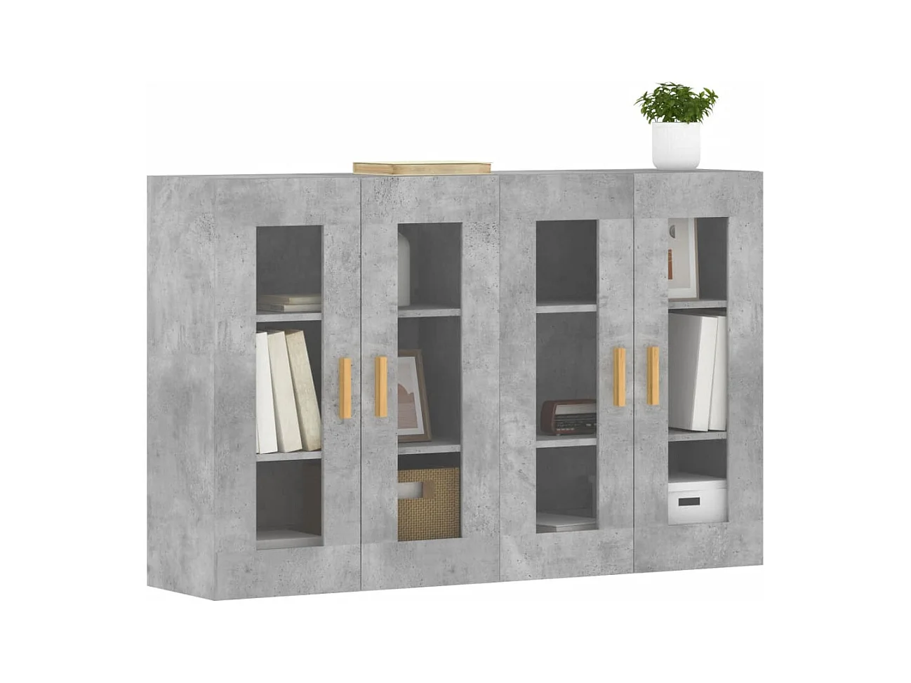 Pensili a 2 pezzi, grigio cemento, legno ingegnerizzato