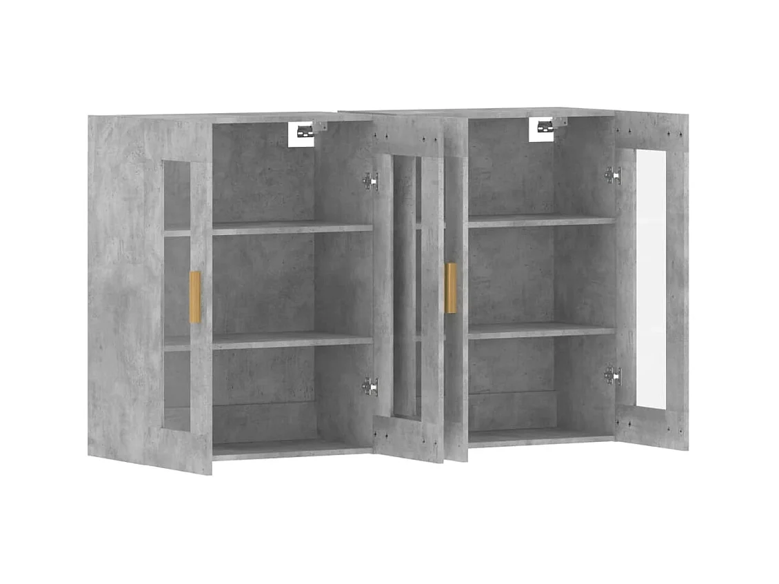 Pensili a 2 pezzi, grigio cemento, legno ingegnerizzato