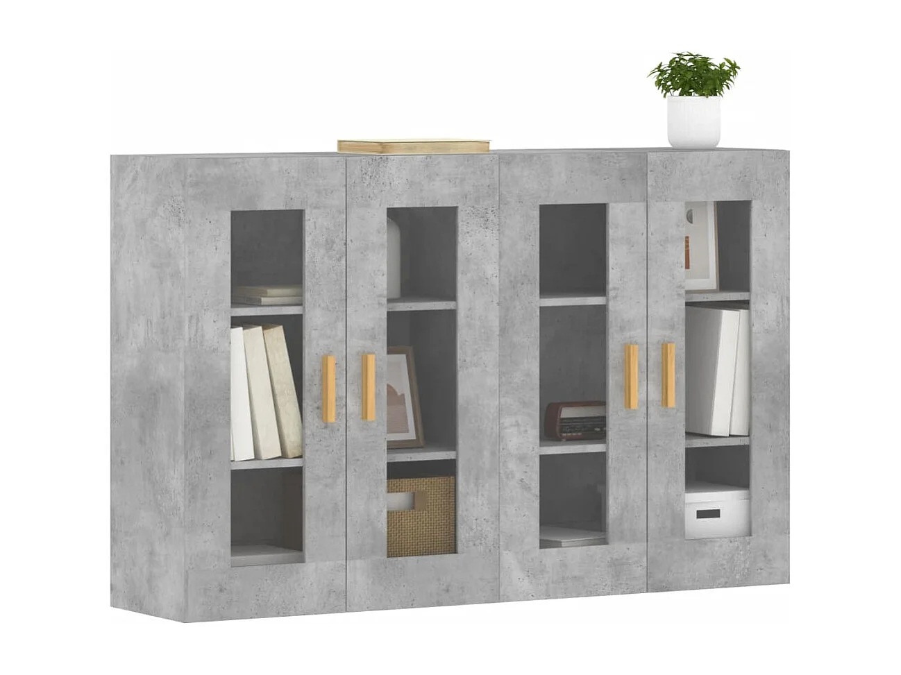 Armoires murales 2 pcs gris béton bois d'ingénierie