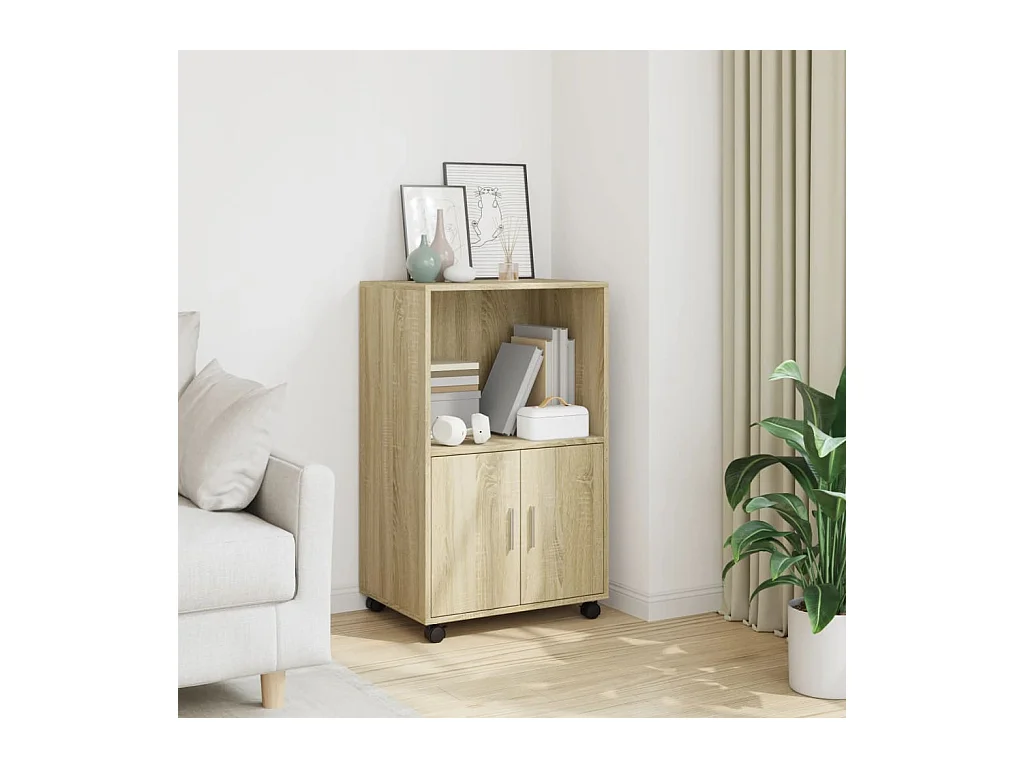 Armoire à roulettes chêne sonoma 55x40x91 cm bois d'ingénierie