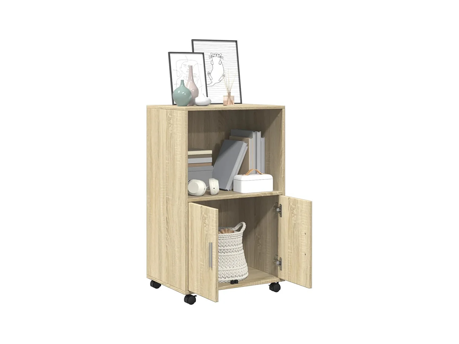 Armoire à roulettes chêne sonoma 55x40x91 cm bois d'ingénierie