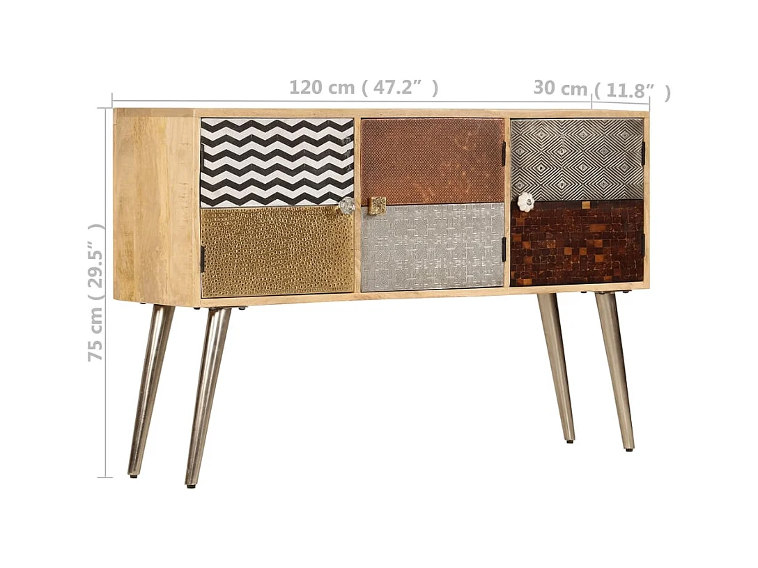 Buffet 120x30x75 cm bois de manguier massif