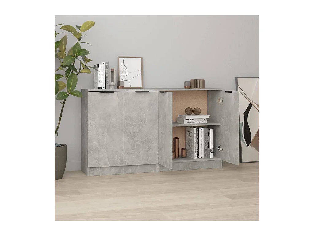Credenze 2 pz Grigio cemento 60x30x70 cm Legno composito