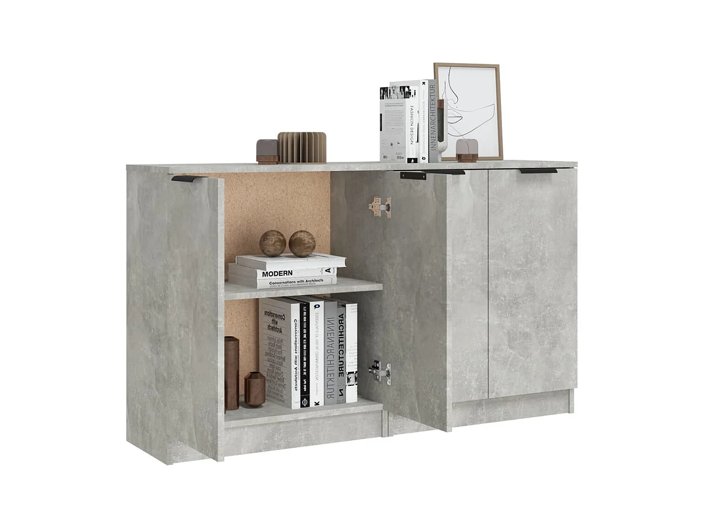 Credenze 2 pz Grigio cemento 60x30x70 cm Legno composito