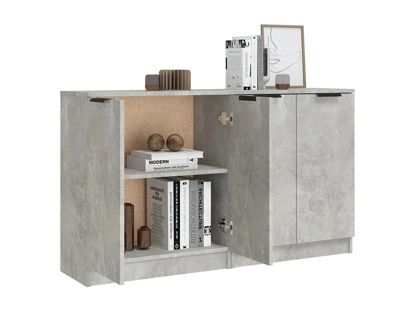 Buffets 2 pcs Gris béton 60x30x70 cm Bois d'ingénierie