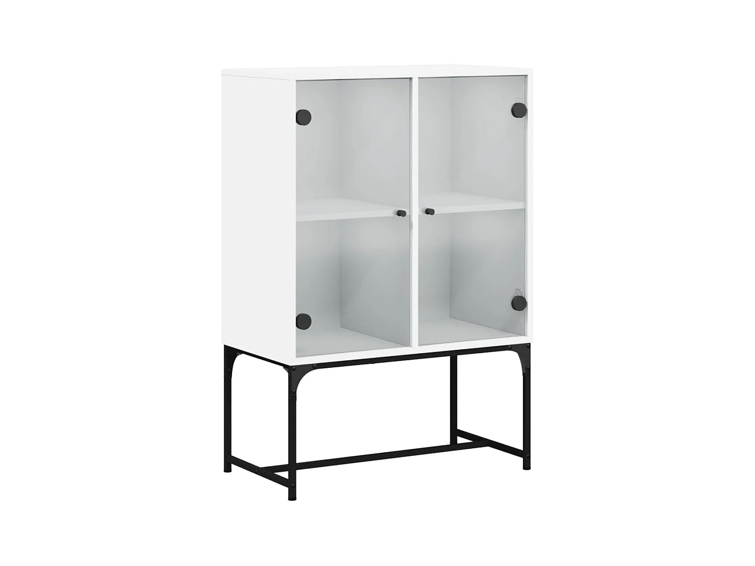 Mobiletto laterale con ante in vetro bianco 69x37x100 cm