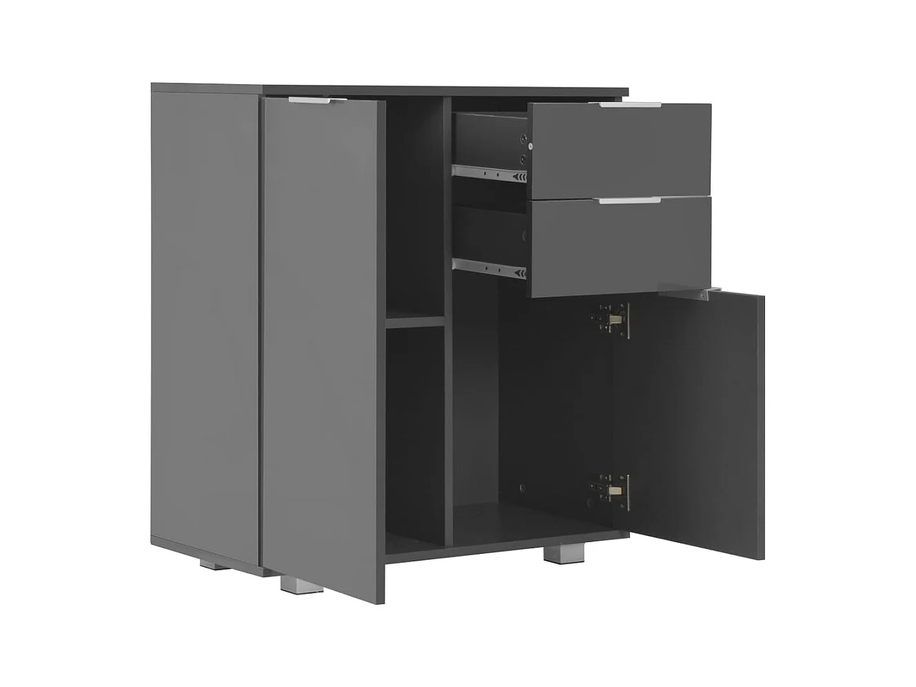 Buffet Gris brillant 71x35x80 cm Bois d'ingénierie