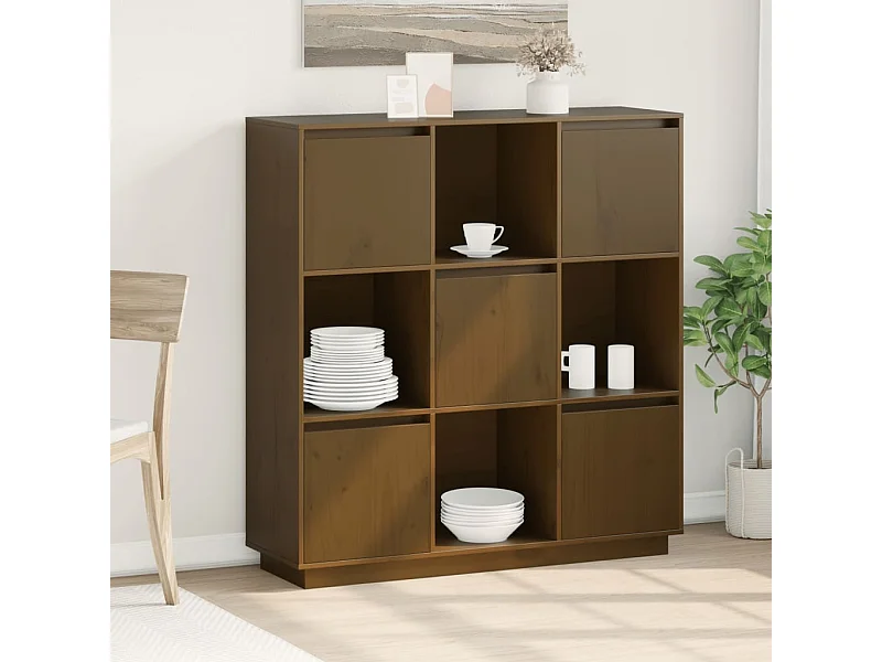 Buffet Marron miel 110,5x35x117 cm Bois massif de pin