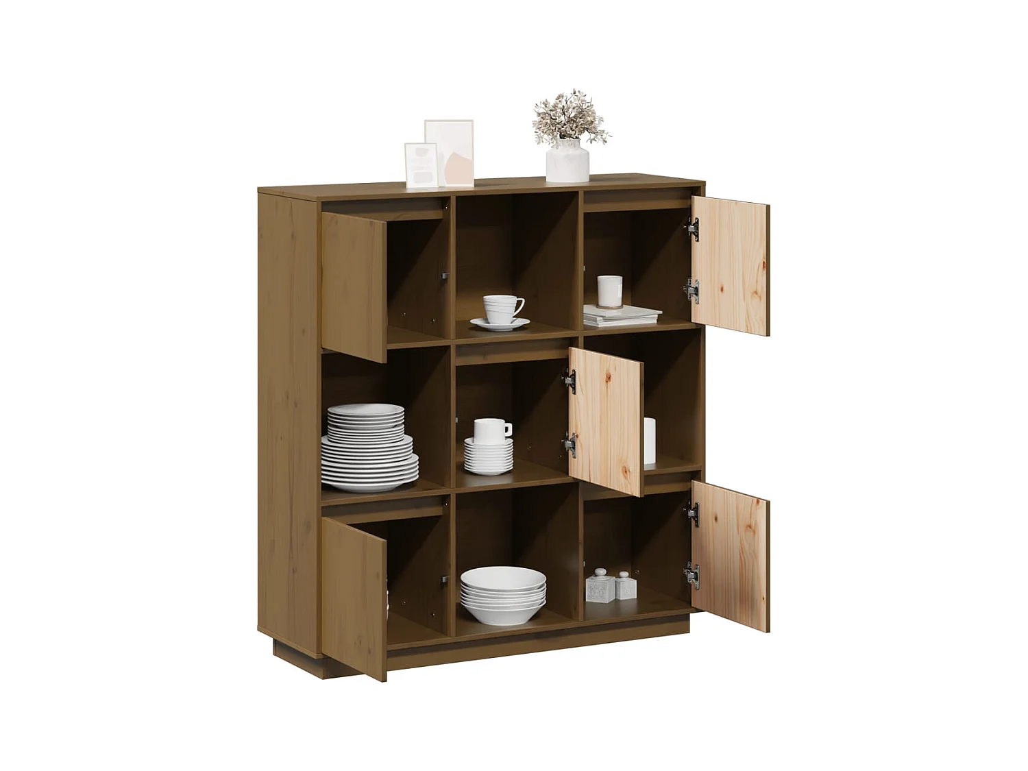 Buffet Marron miel 110,5x35x117 cm Bois massif de pin