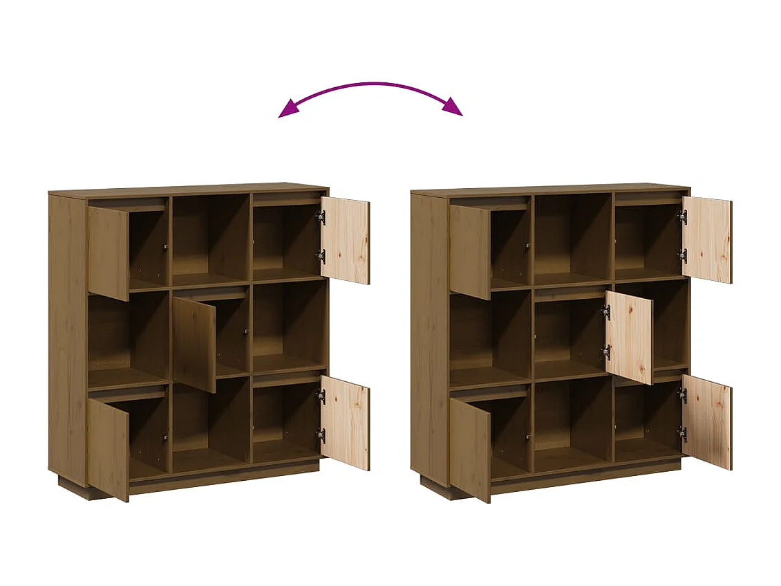 Buffet Marron miel 110,5x35x117 cm Bois massif de pin