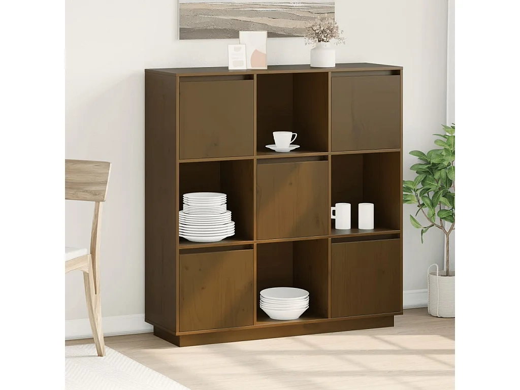 Buffet Marron miel 110,5x35x117 cm Bois massif de pin