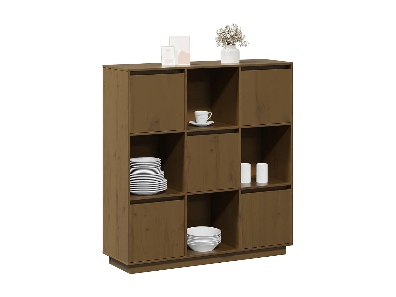 Buffet Marron miel 110,5x35x117 cm Bois massif de pin