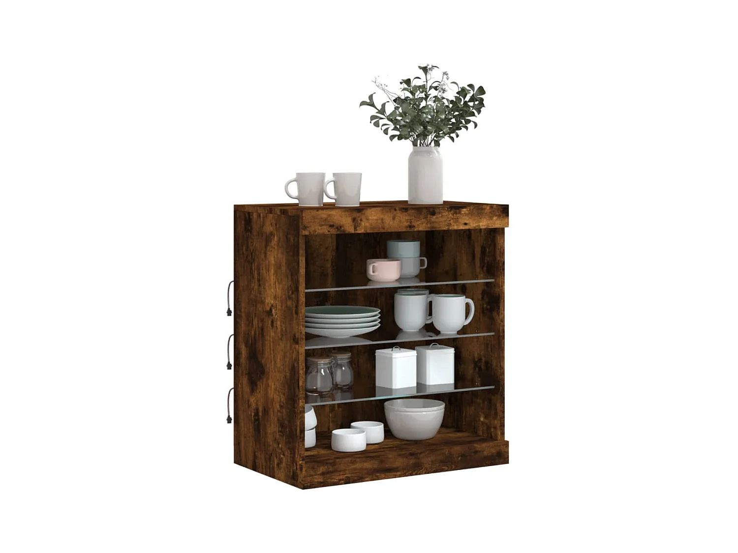 Buffet avec lumières LED chêne fumé 60,5x37x67 cm