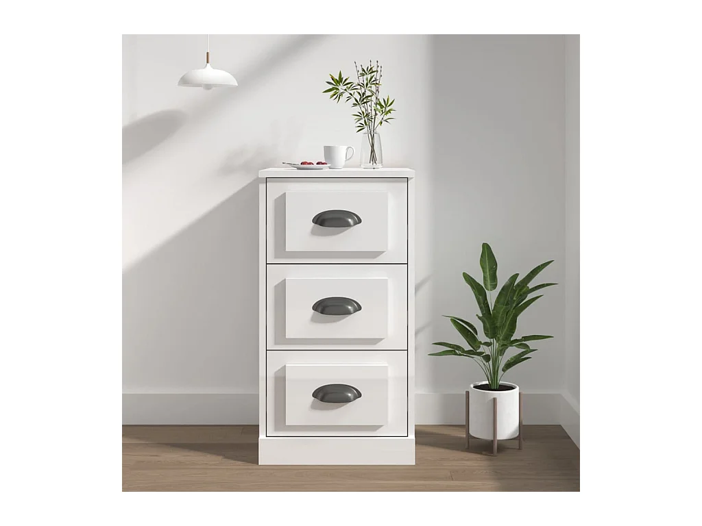 Buffet blanc brillant 36x35,5x67,5 cm bois d'ingénierie