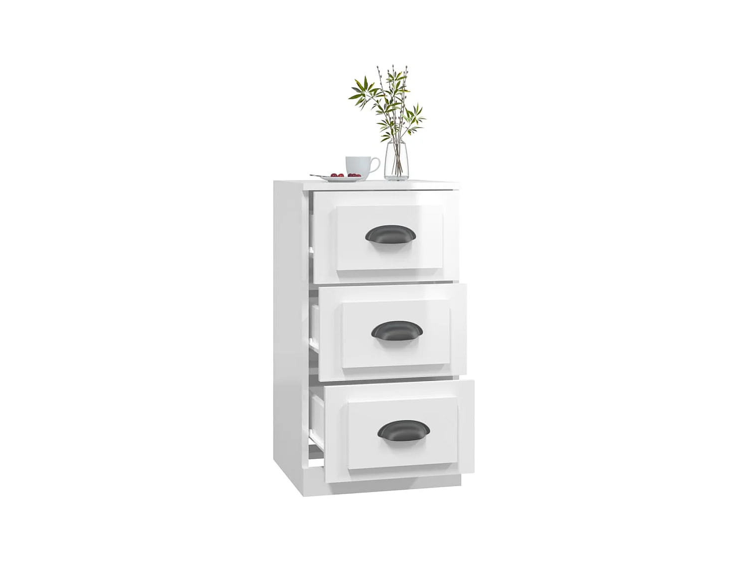 Buffet blanc brillant 36x35,5x67,5 cm bois d'ingénierie