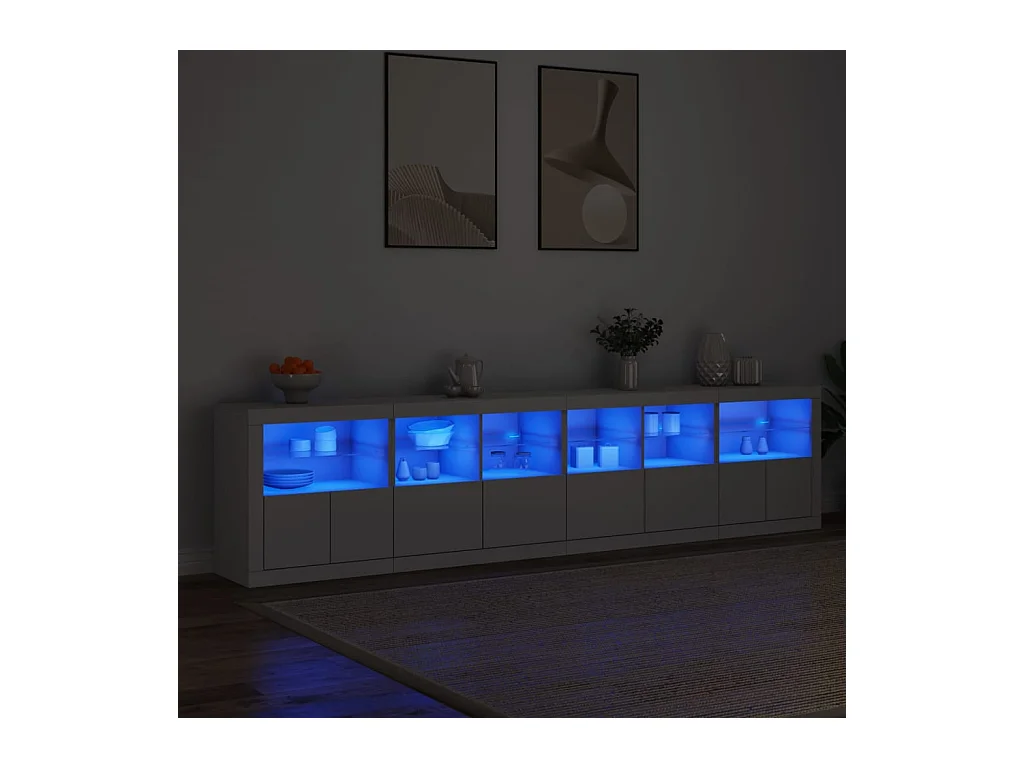 Buffet avec lumières LED blanc 283x37x67 cm