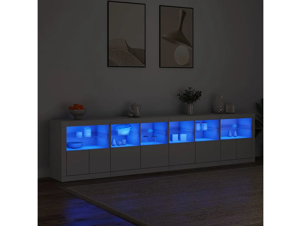 Buffet avec lumières LED blanc 283x37x67 cm