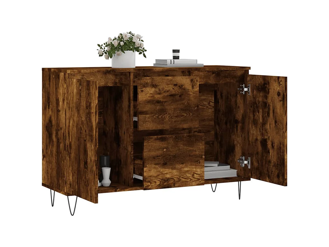 Buffet chêne fumé 104x35x70 cm bois d'ingénierie