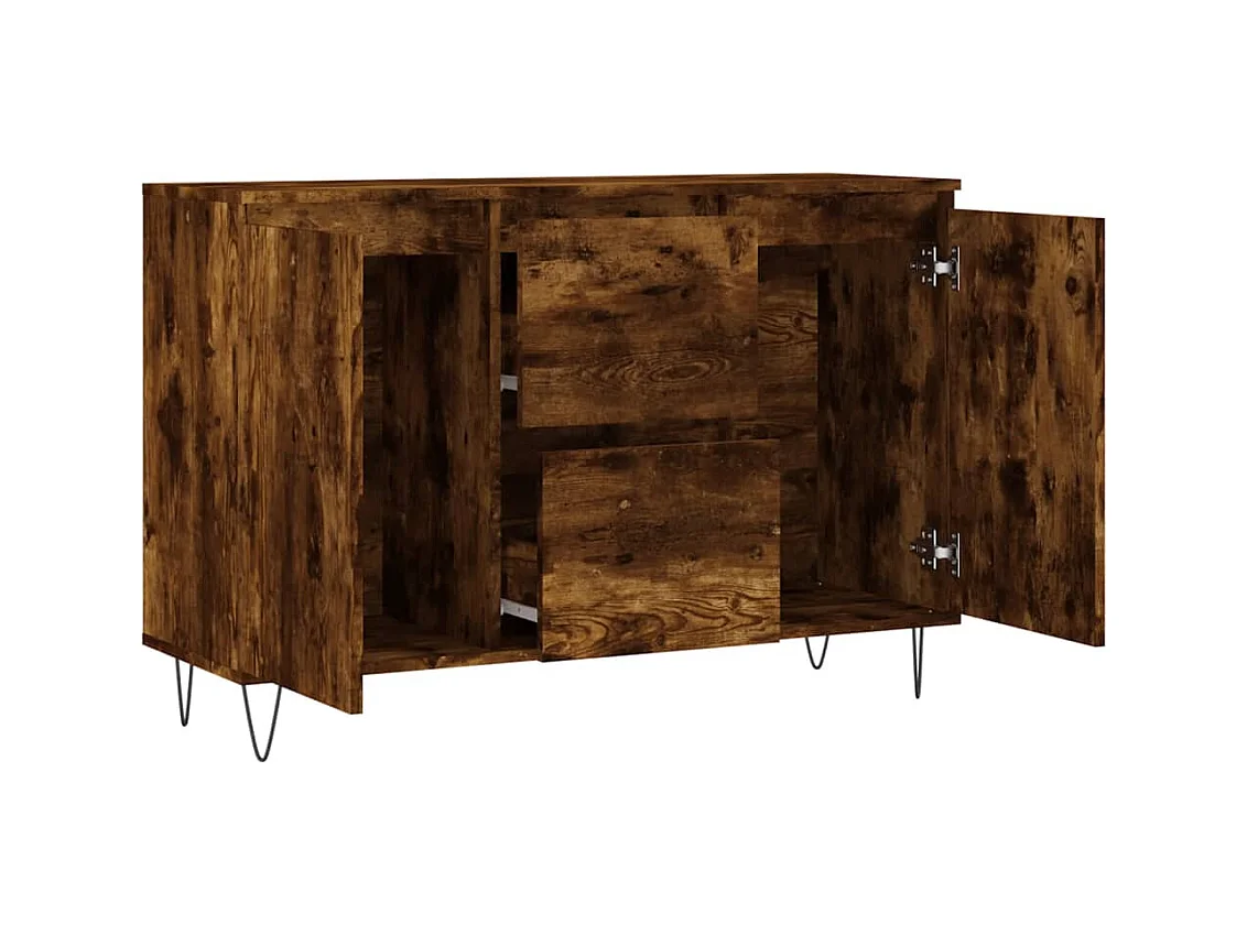 Buffet chêne fumé 104x35x70 cm bois d'ingénierie