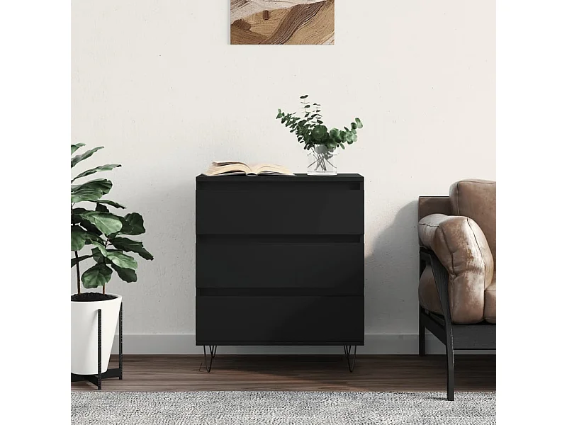 Schwarzes Sideboard 60x35x70 cm Holzwerkstoff