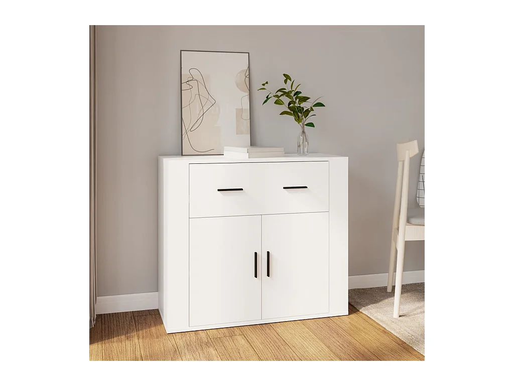 Buffet Blanc 80x33x70 cm Bois d'ingénierie