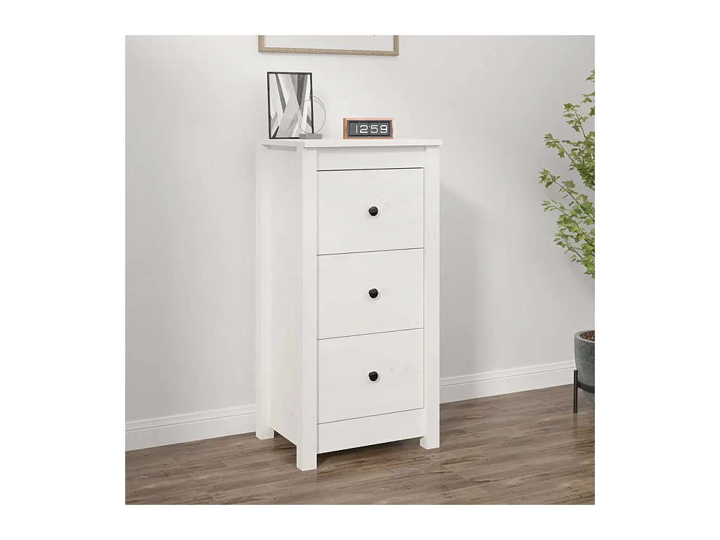 Buffet blanc 40x35x80 cm bois massif de pin