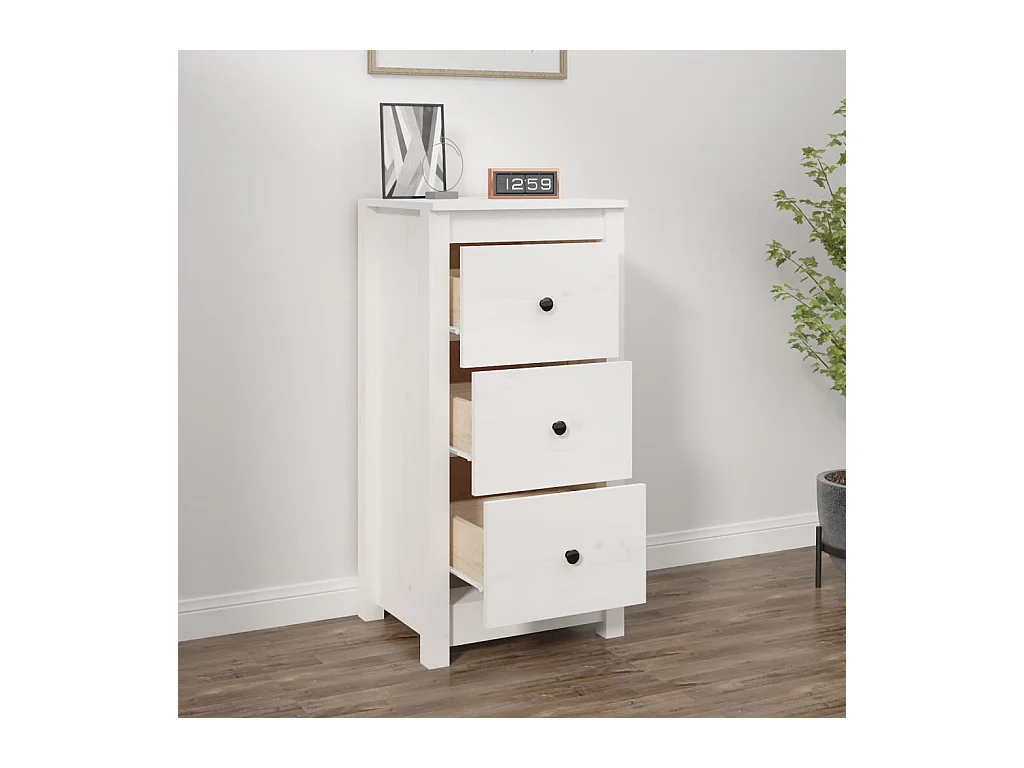 Buffet blanc 40x35x80 cm bois massif de pin