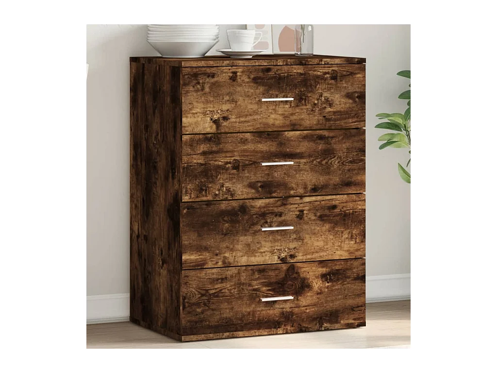 Buffet chêne fumé 60x39x80 cm bois d'ingénierie