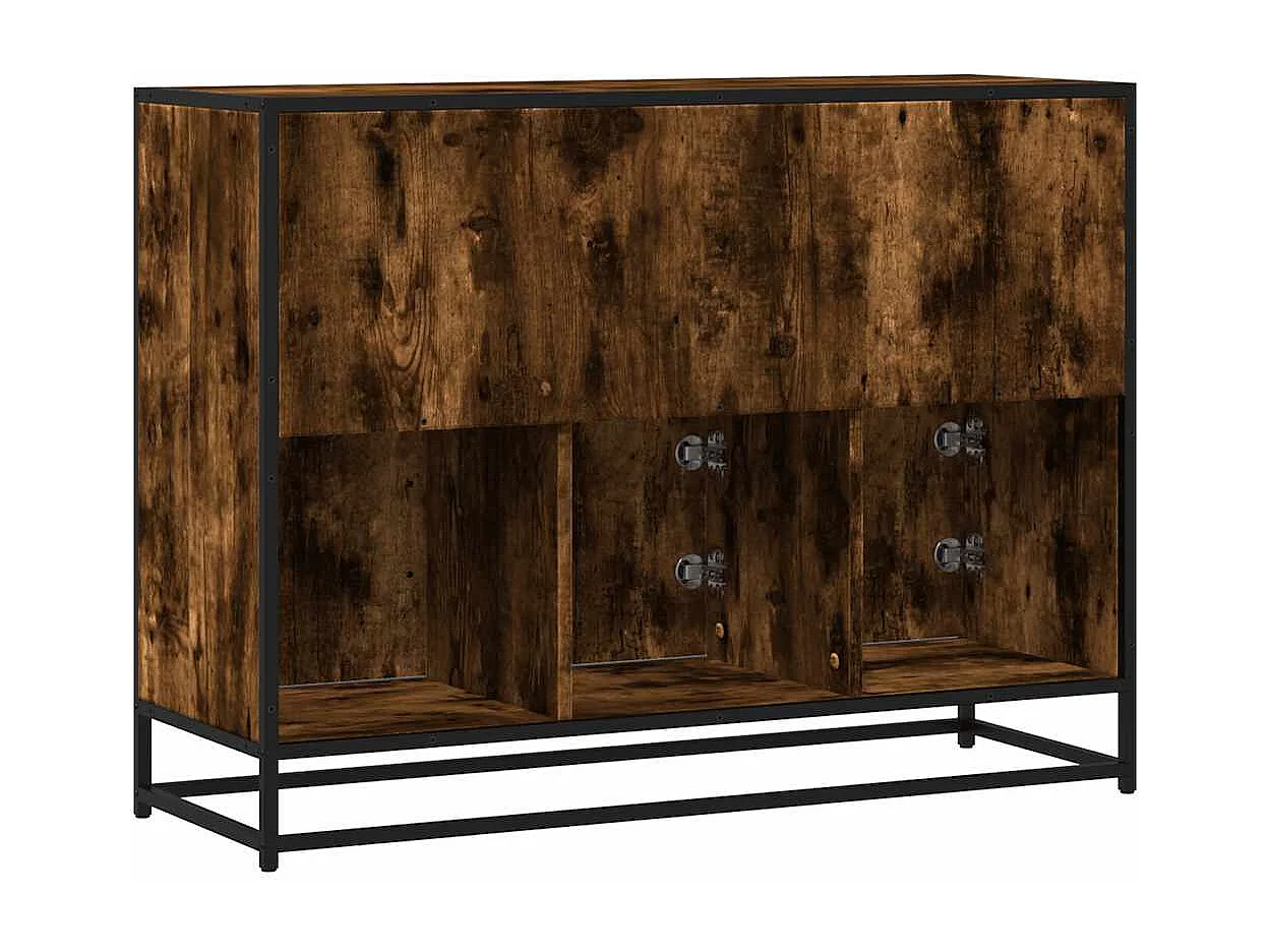 Buffet chêne fumé 100x35x76 cm bois d'ingénierie