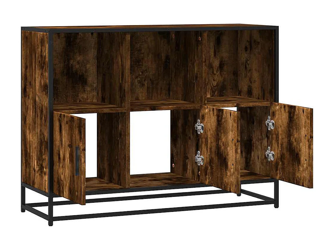 Buffet chêne fumé 100x35x76 cm bois d'ingénierie