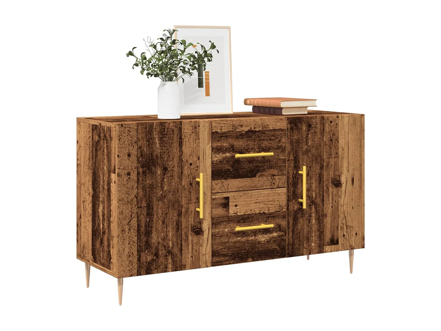 Oud houten dressoir 100x36x60 cm bewerkt hout