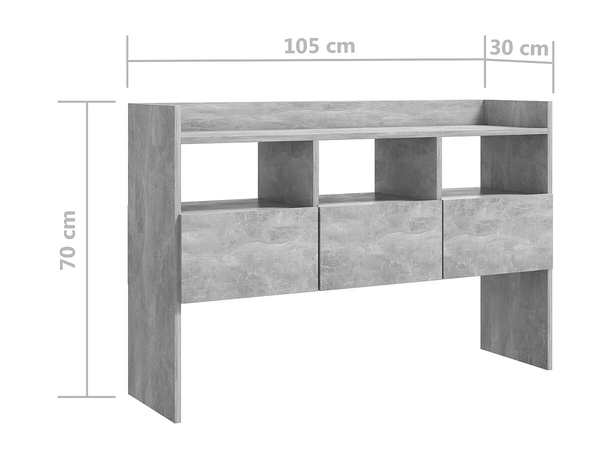 Betongraues Sideboard 105 x 30 x 70 cm Holzwerkstoff