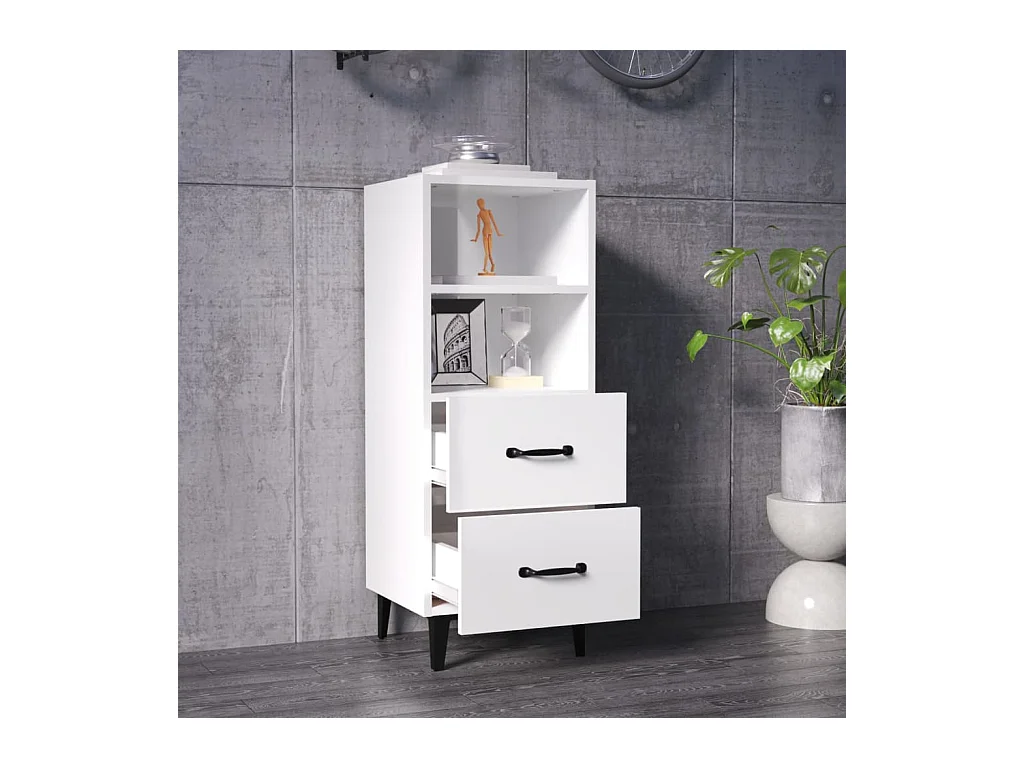 Credenza Bianco lucido 34,5x34x90 cm Legno composito