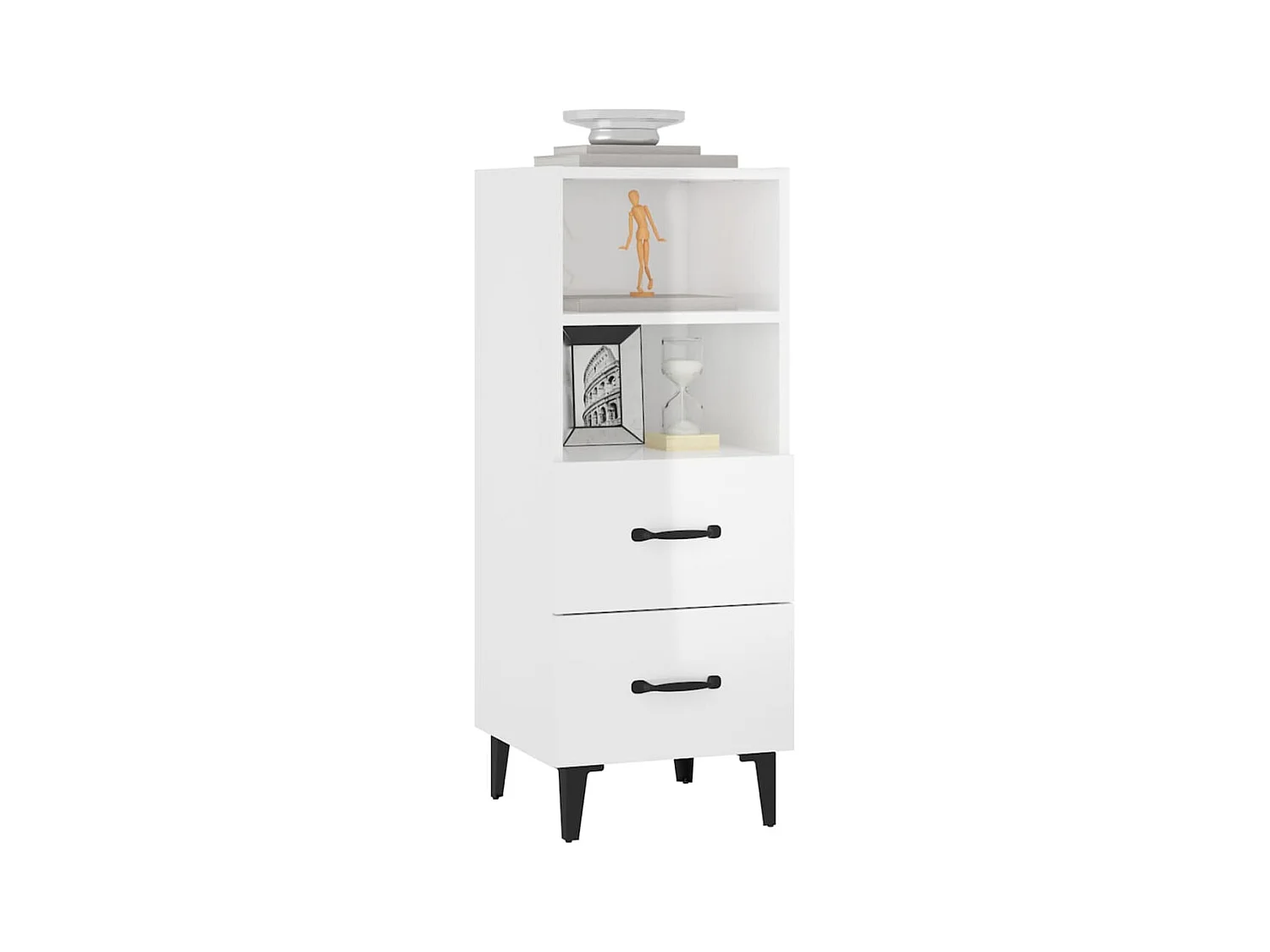 Credenza Bianco lucido 34,5x34x90 cm Legno composito